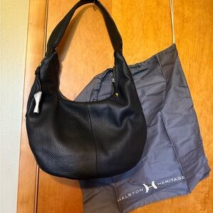 Halston Heritage Black Leather Hobo Bag